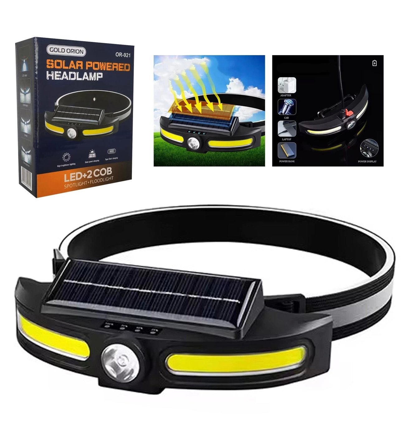 مصباح الرأس مزدوج الإضاءة بالطاقة الشمسية