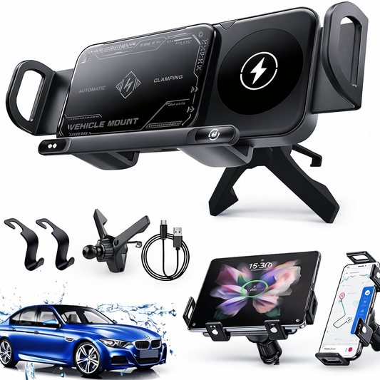 حامل هاتف للسيارة بشحن لاسلكي سريع ودوران 360