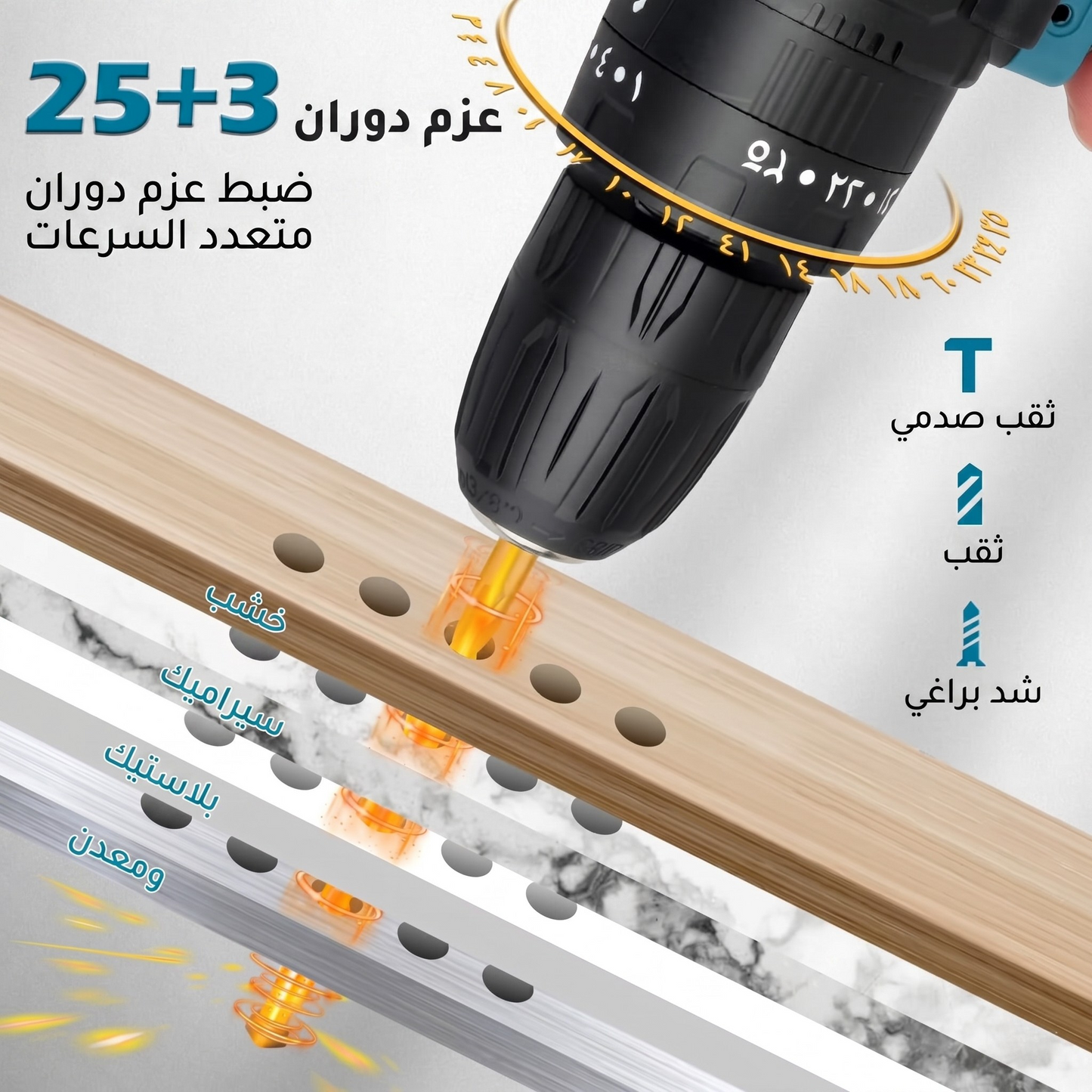 المثقاب اللاسلكي الشامل  للحفر والفك والتركيب